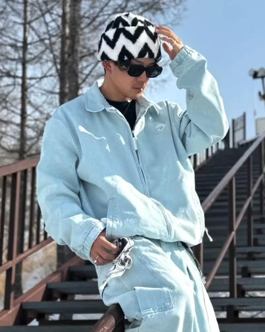 灯芯绒衬衫拉链夹克 OLJ0002-BL